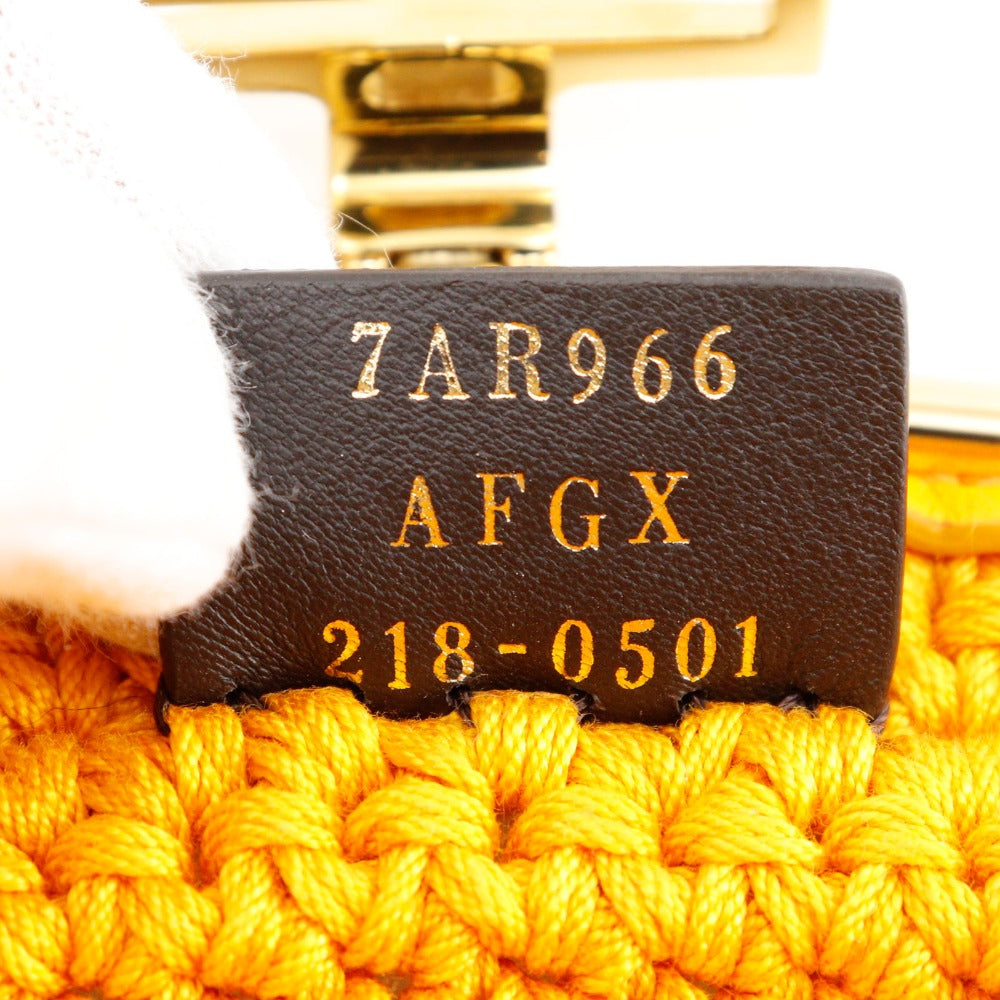 FENDI Shoulder Bag 7AR966 cotton yellow 2-way clutch Baguette Smartphone Bag Women Used Authentic