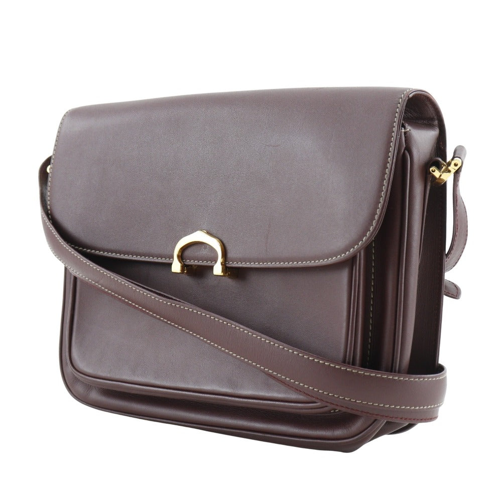 CARTIER Shoulder Bag Calfskin Bordeaux vintage Must Line Women Used Authentic