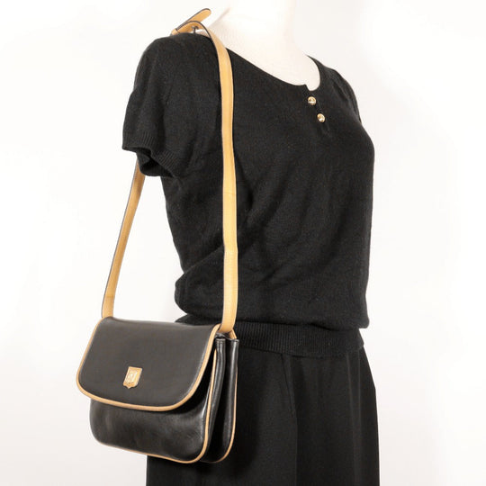 CELINE Shoulder Bag Calfskin black 2-way clutch Old Celine Women Used Authentic