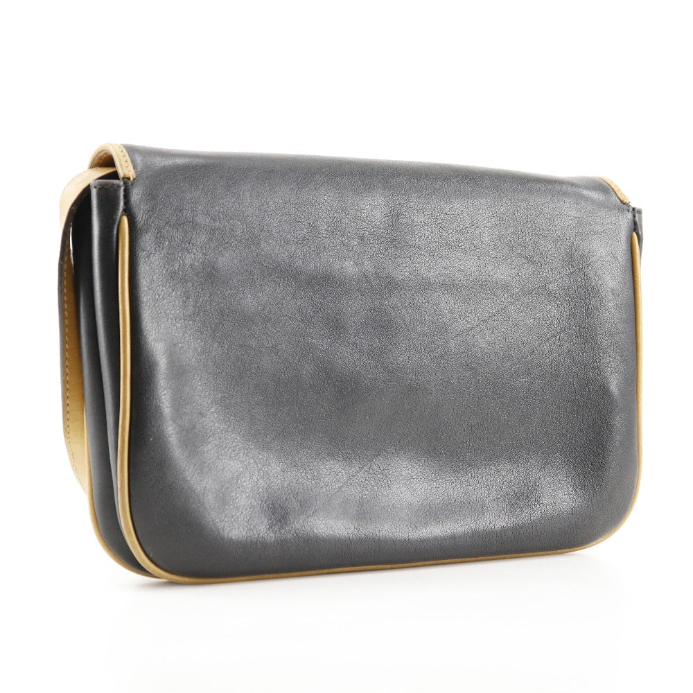 CELINE Shoulder Bag Calfskin black 2-way clutch Old Celine Women Used Authentic