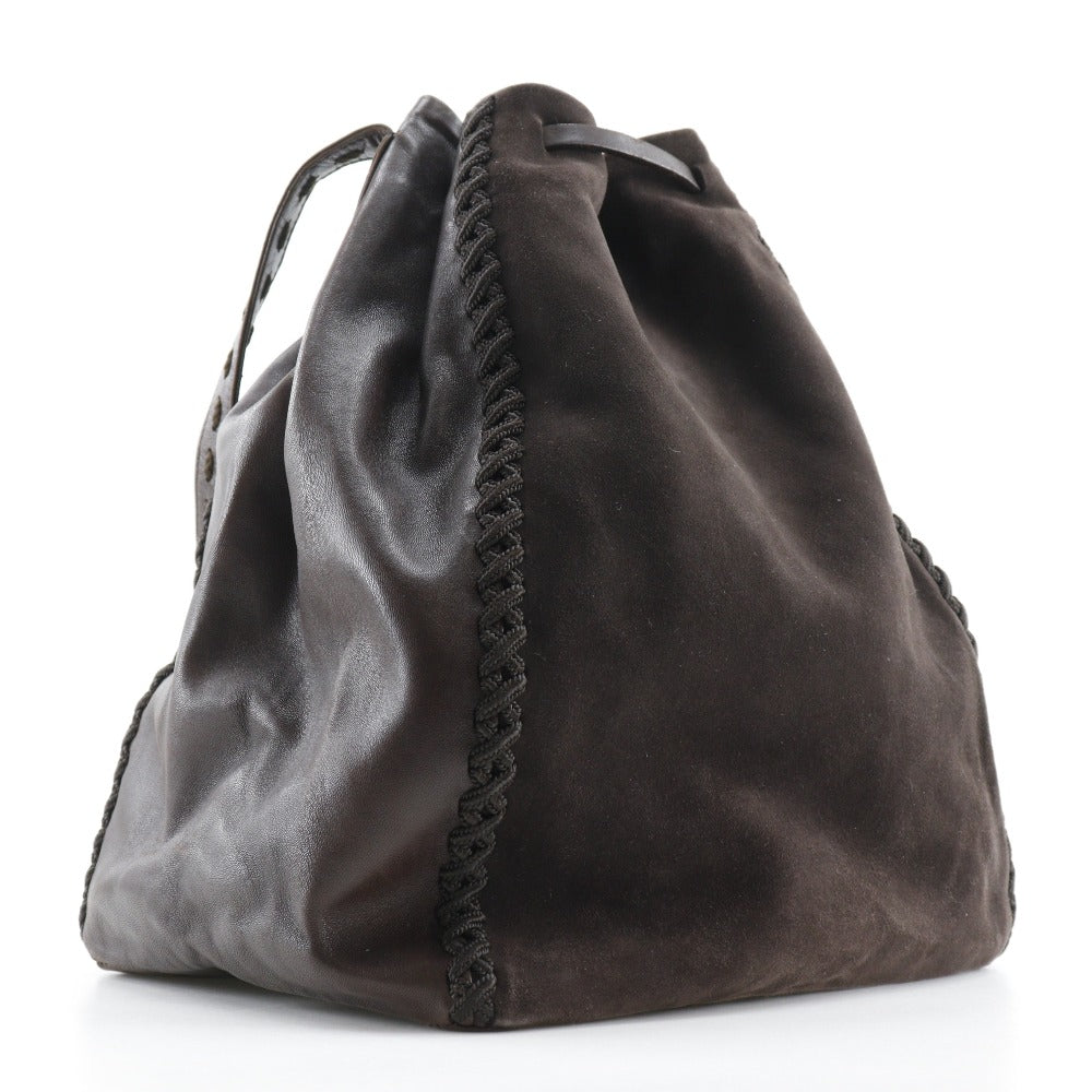 PRADA Shoulder Bag Calfskin, suede Brown Drawstring Shoulder Women Used Authentic