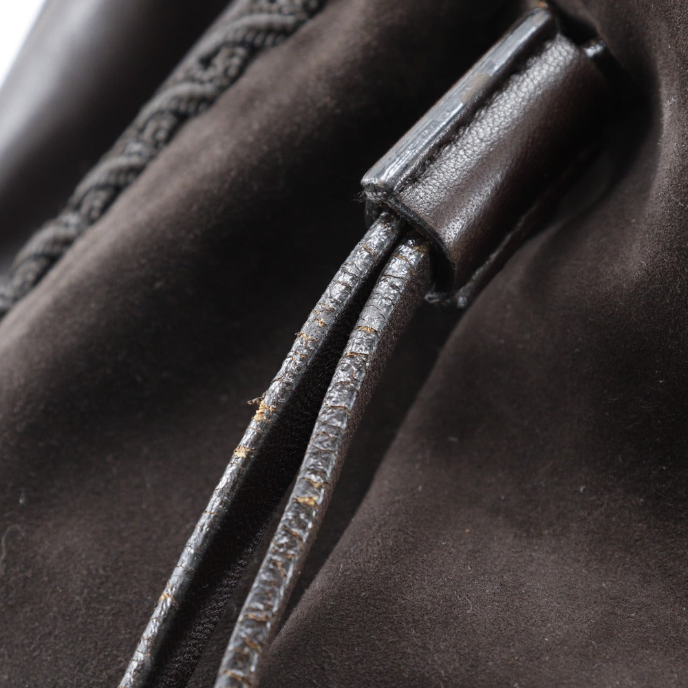 PRADA Shoulder Bag Calfskin, suede Brown Drawstring Shoulder Women Used Authentic