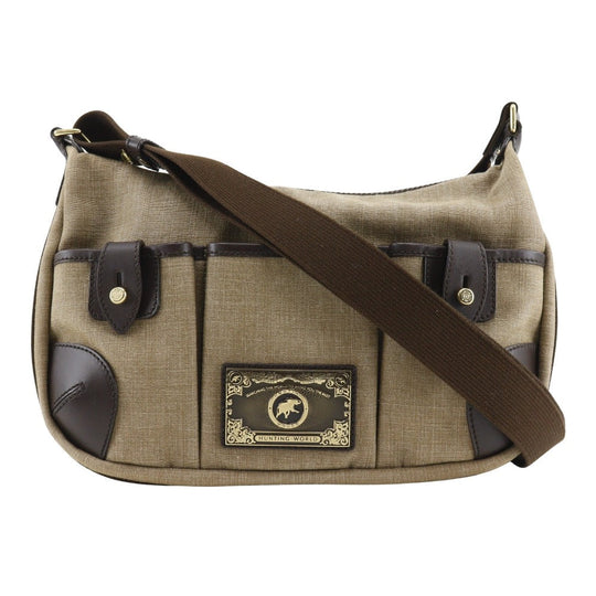 HUNTING WORLD Shoulder Bag canvas beige Women Used Authentic