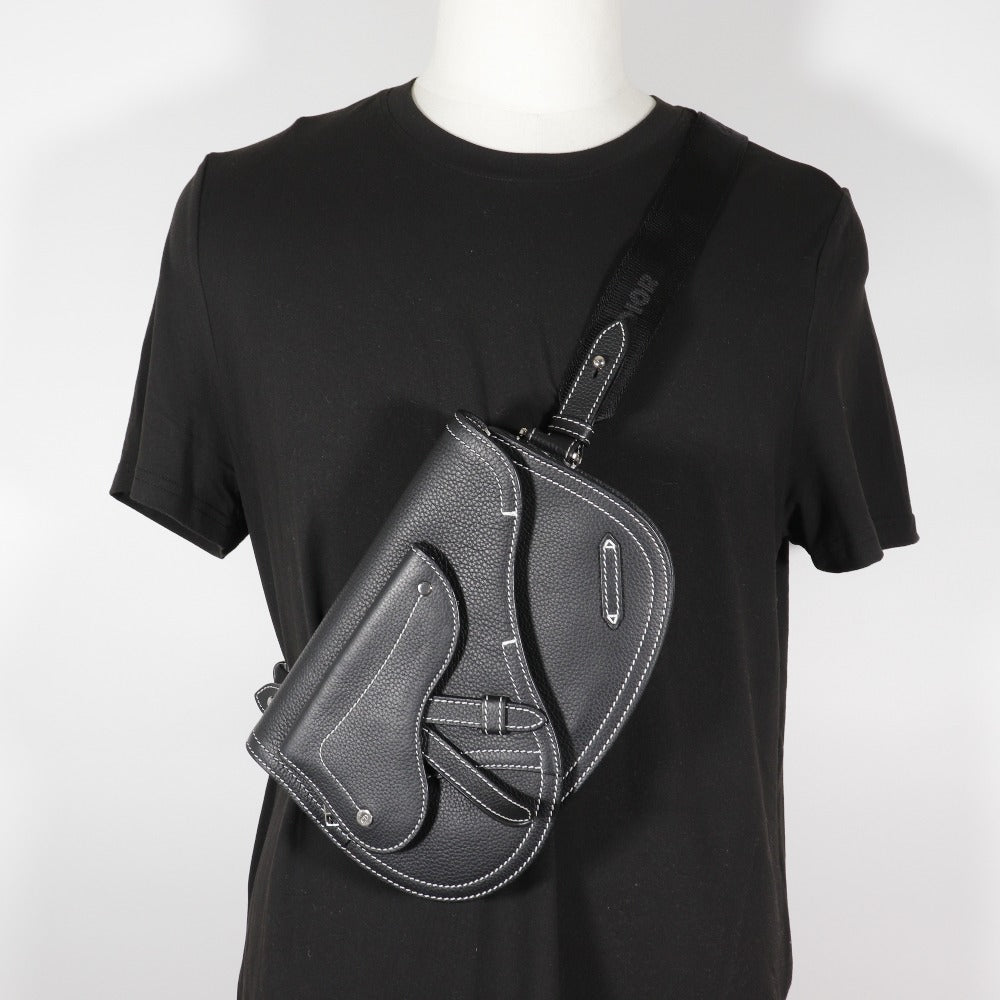 Dior Sling bag Calfskin black saddle mens Used Authentic