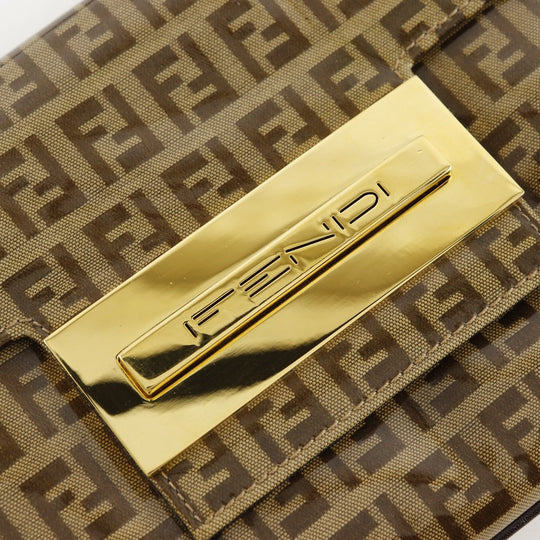 FENDI Shoulder Bag Plastics Brown 2-way clutch Zucchino Mamma Bucket Women Used Authentic