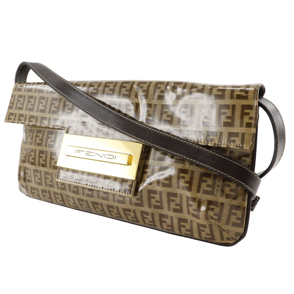 FENDI Shoulder Bag Plastics Brown 2-way clutch Zucchino Mamma Bucket Women Used Authentic
