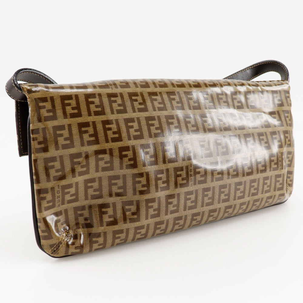 FENDI Shoulder Bag Plastics Brown 2-way clutch Zucchino Mamma Bucket Women Used Authentic