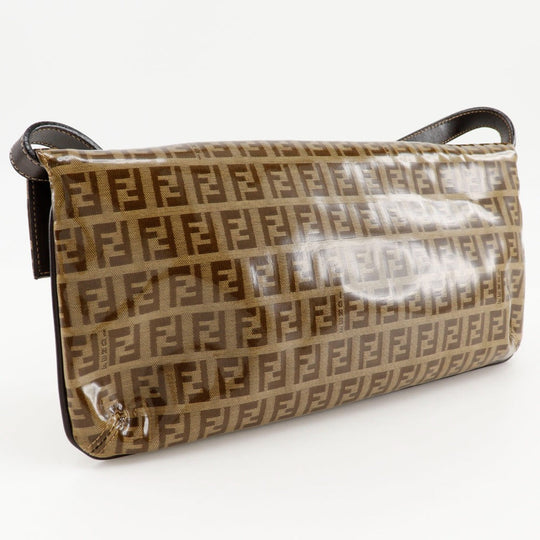 FENDI Shoulder Bag Plastics Brown 2-way clutch Zucchino Mamma Bucket Women Used Authentic