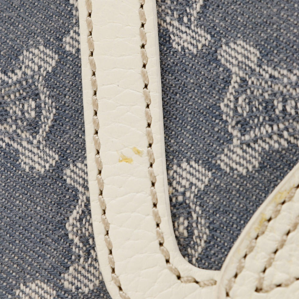 CELINE Handbag Denim, Leather Light blue/white Paris Macadam New Boogie Bag Women Used Authentic