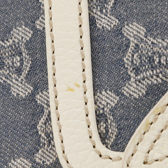CELINE Handbag Denim, Leather Light blue/white Paris Macadam New Boogie Bag Women Used Authentic