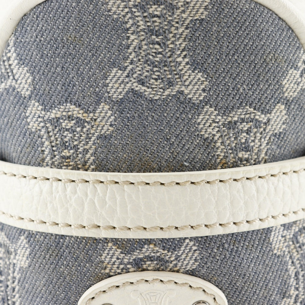 CELINE Handbag Denim, Leather Light blue/white Paris Macadam New Boogie Bag Women Used Authentic