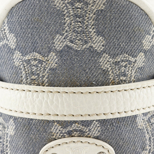 CELINE Handbag Denim, Leather Light blue/white Paris Macadam New Boogie Bag Women Used Authentic
