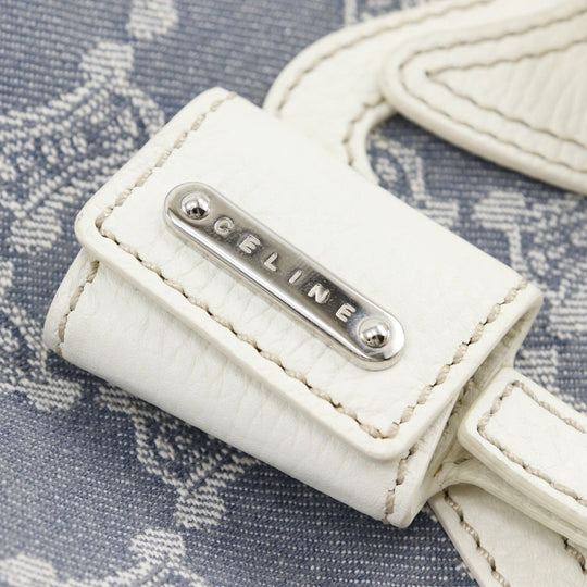 CELINE Handbag Denim, Leather Light blue/white Paris Macadam New Boogie Bag Women Used Authentic