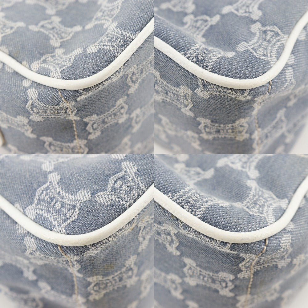 CELINE Handbag Denim, Leather Light blue/white Paris Macadam New Boogie Bag Women Used Authentic