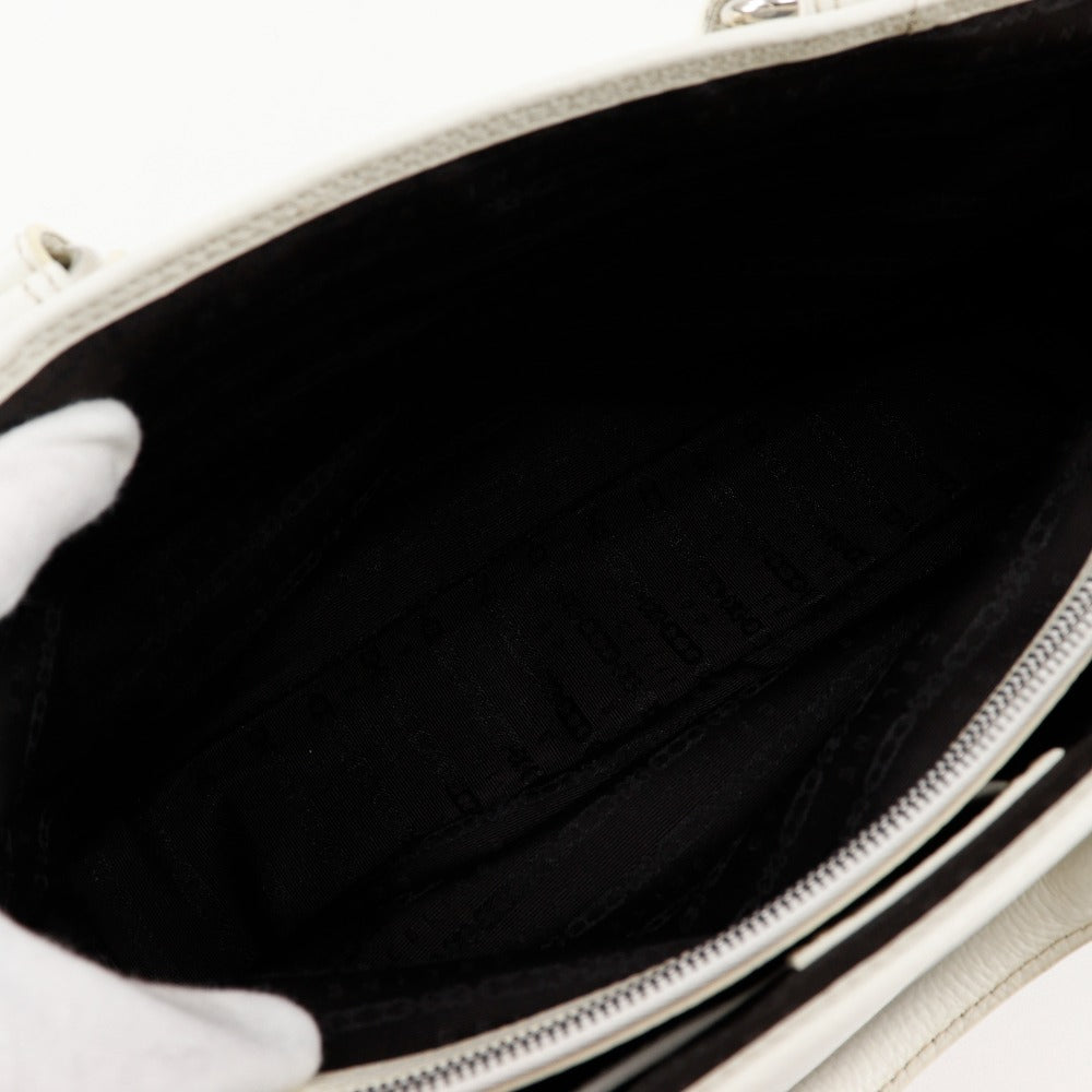 CELINE Handbag Denim, Leather Light blue/white Paris Macadam New Boogie Bag Women Used Authentic