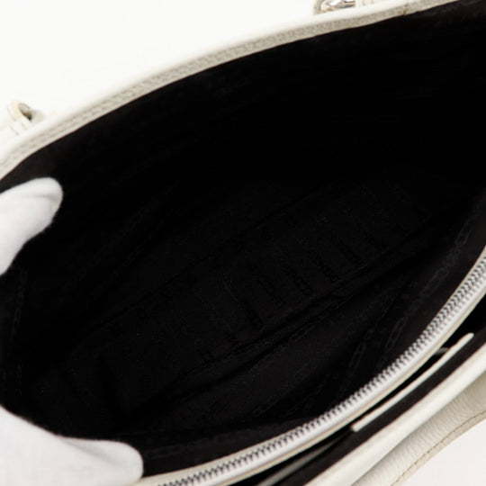 CELINE Handbag Denim, Leather Light blue/white Paris Macadam New Boogie Bag Women Used Authentic