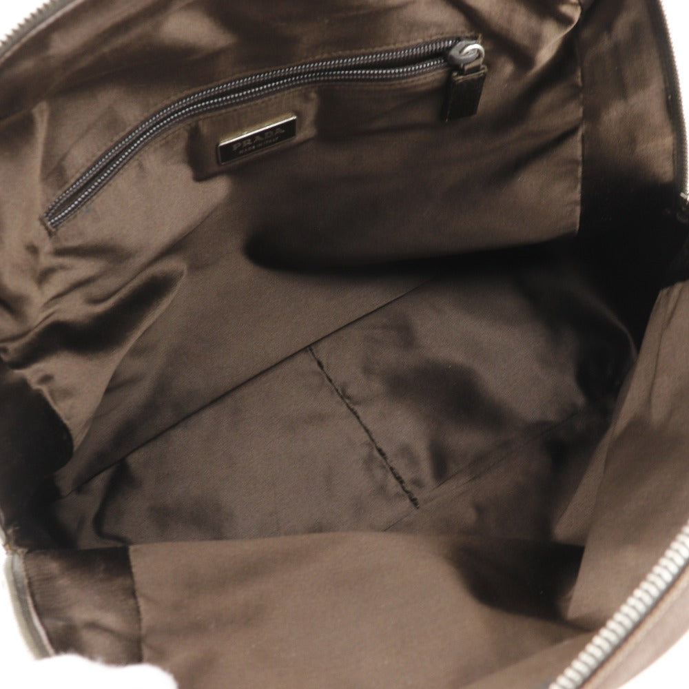 PRADA Tote Bag canvas Brown Mini Boston Women Used Authentic