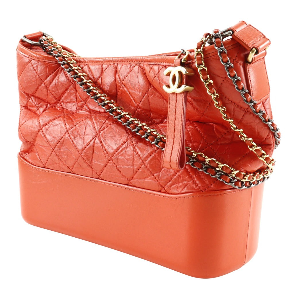 CHANEL Shoulder Bag Calfskin Red Hobo bag Gabriel de Chanel Women Used Authentic