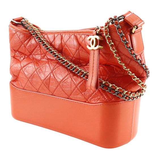 CHANEL Shoulder Bag Calfskin Red Hobo bag Gabriel de Chanel Women Used Authentic
