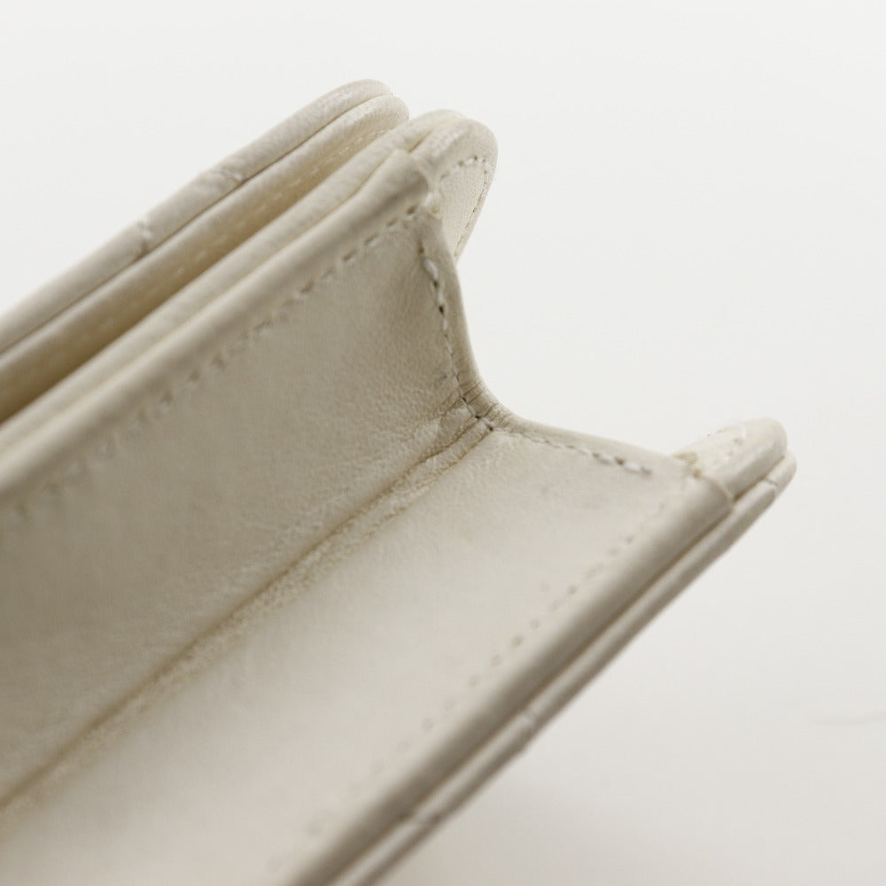 CHANEL Shoulder Bag lambskin White Matrasse ChainShoulder Women Used Authentic