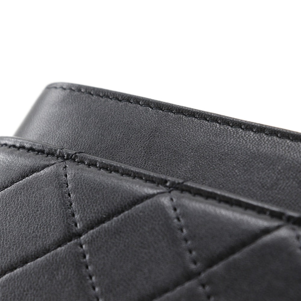 CHANEL Shoulder Bag lambskin black Matrasse Chain pochette Women Used Authentic