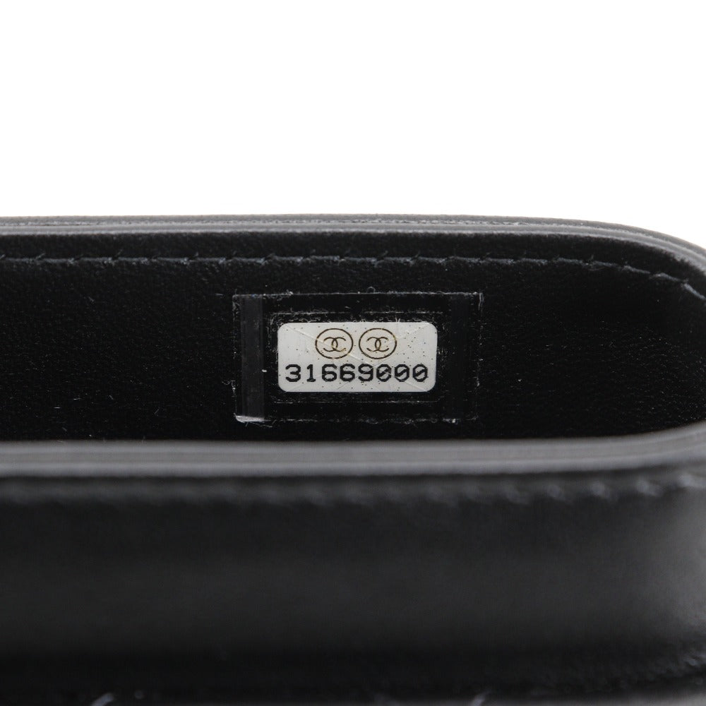 CHANEL Shoulder Bag lambskin black Matrasse Chain pochette Women Used Authentic