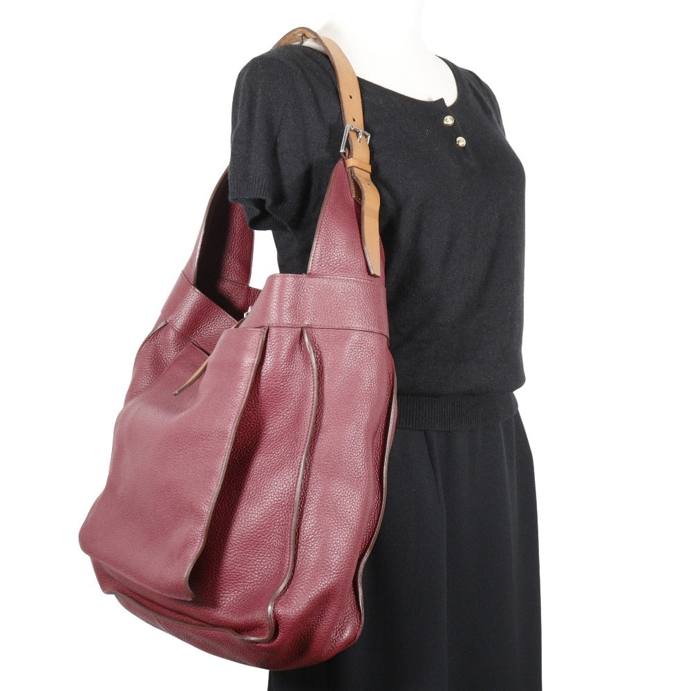 HERMES Shoulder Bag Taurillon Clemence Red Marwali GM Women Used Authentic
