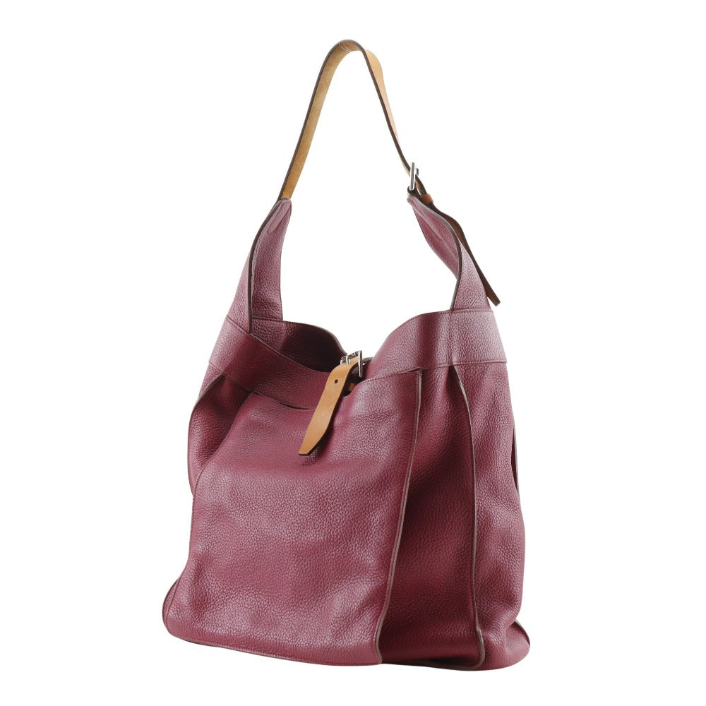 HERMES Shoulder Bag Taurillon Clemence Red Marwali GM Women Used Authentic