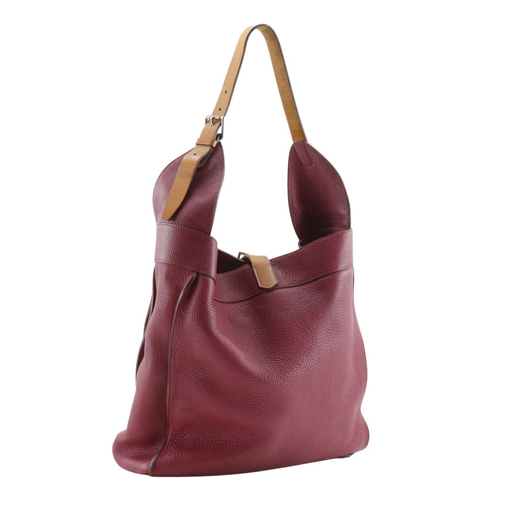 HERMES Shoulder Bag Taurillon Clemence Red Marwali GM Women Used Authentic