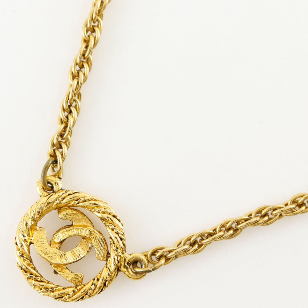 CHANEL Necklace Plated Gold gold vintage COCO Mark Women Used Authentic