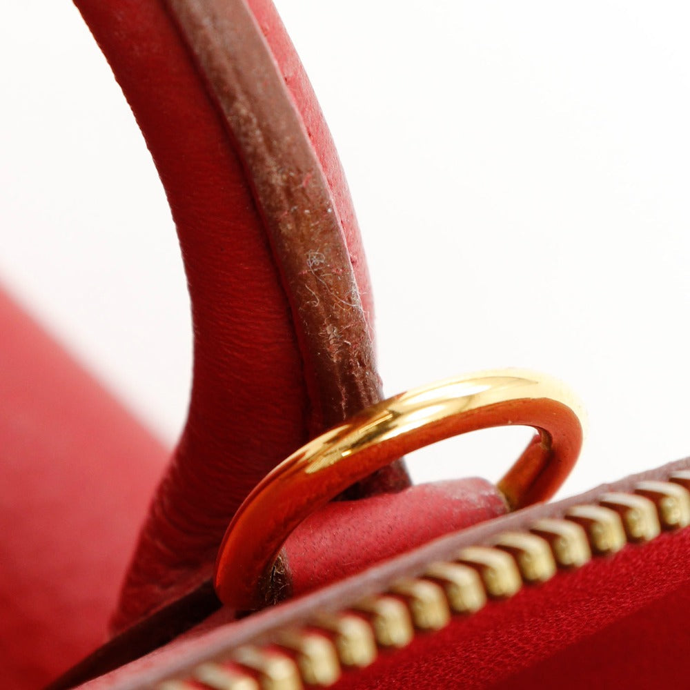HERMES Handbag Taurillon Clemence Red/Gold Metal 2WAYShoulder Bored 35 Women Used Authentic