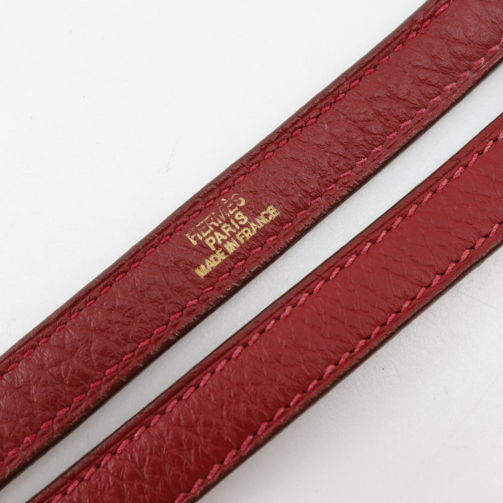 HERMES Handbag Taurillon Clemence Red/Gold Metal 2WAYShoulder Bored 35 Women Used Authentic