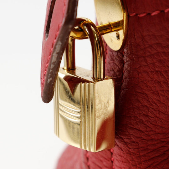 HERMES Handbag Taurillon Clemence Red/Gold Metal 2WAYShoulder Bored 35 Women Used Authentic