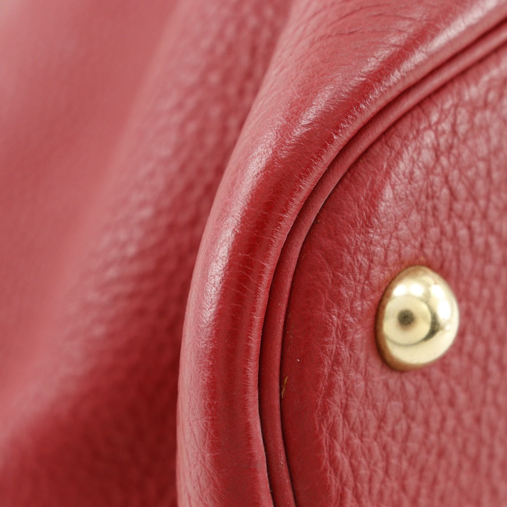 HERMES Handbag Taurillon Clemence Red/Gold Metal 2WAYShoulder Bored 35 Women Used Authentic