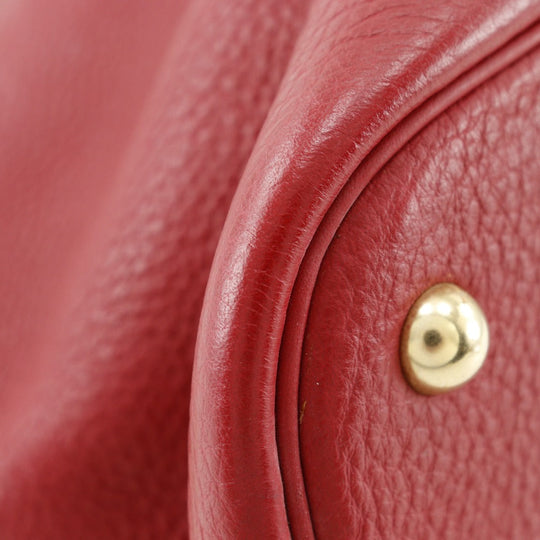 HERMES Handbag Taurillon Clemence Red/Gold Metal 2WAYShoulder Bored 35 Women Used Authentic