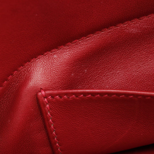 HERMES Handbag Taurillon Clemence Red/Gold Metal 2WAYShoulder Bored 35 Women Used Authentic