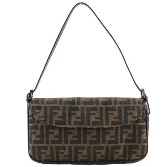 FENDI Shoulder Bag Nylon canvas Brown Zucca