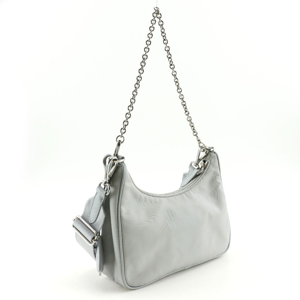 PRADA Shoulder Bag 1BH204 Nylon gray 2WAY Re-Edition 2005 Women Used Authentic