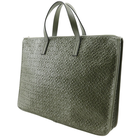 LOEWE Business bag Calfskin Green Briefcase Repeat anagram mens Used Authentic