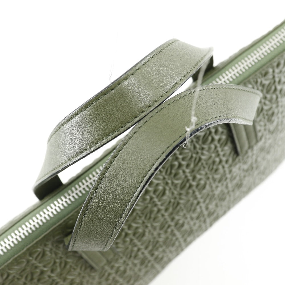 LOEWE Business bag Calfskin Green Briefcase Repeat anagram mens Used Authentic
