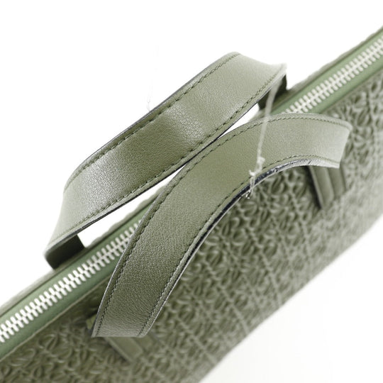 LOEWE Business bag Calfskin Green Briefcase Repeat anagram mens Used Authentic