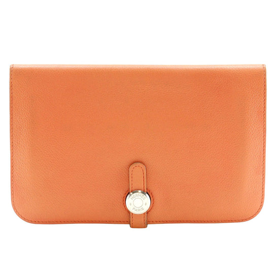 HERMES Long Wallet Purse Shave pink Dogon GM Women Used Authentic
