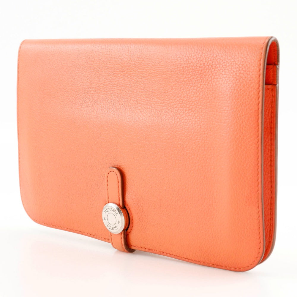 HERMES Long Wallet Purse Shave pink Dogon GM Women Used Authentic