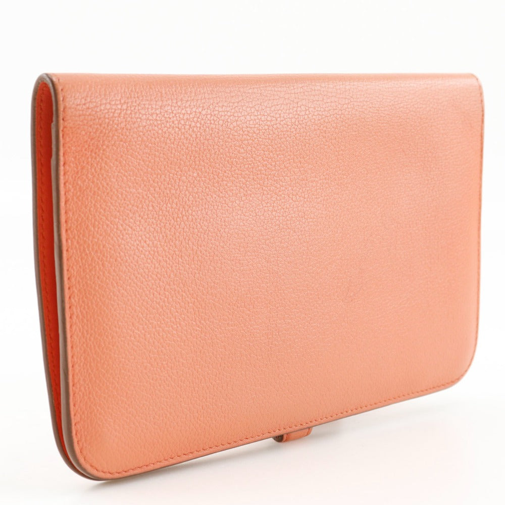 HERMES Long Wallet Purse Shave pink Dogon GM Women Used Authentic