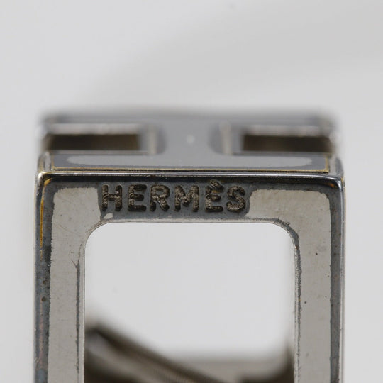 HERMES Necklace metallic Silver H cube Cardue Ash Women Used Authentic