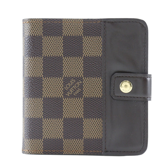LOUIS VUITTON Bifold Wallet M61668 Damier canvas Brown Compact zip Women Used Authentic