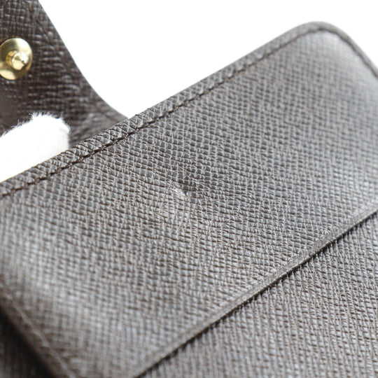 LOUIS VUITTON Bifold Wallet M61668 Damier canvas Brown Compact zip Women Used Authentic