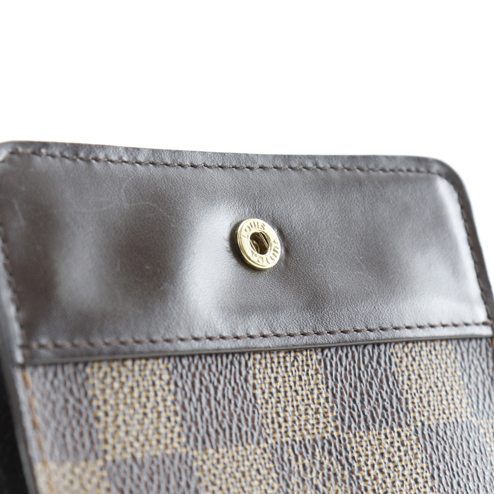 LOUIS VUITTON Bifold Wallet M61668 Damier canvas Brown Compact zip Women Used Authentic