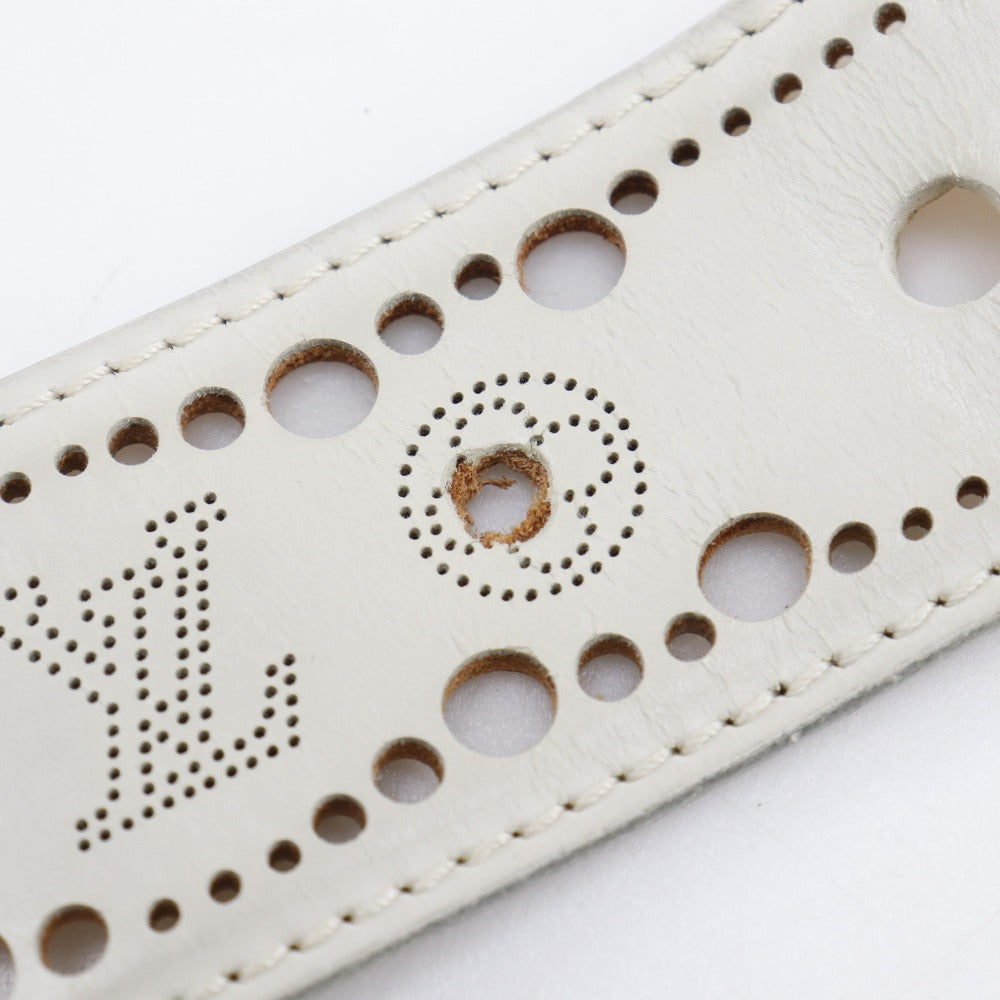LOUIS VUITTON belt M9680 Calfskin beige punching Monogram Mahina Santur Phoenix mens 95 Used Authentic