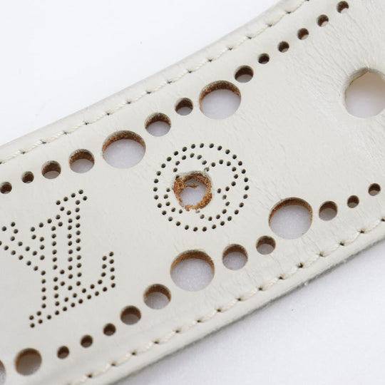 LOUIS VUITTON belt M9680 Calfskin beige punching Monogram Mahina Santur Phoenix mens 95 Used Authentic